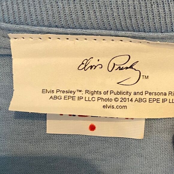 Elvis Presley Sz L* Light Blue Young Elvis Presley Portrait Short Sleeve T-Shirt - Picture 4 of 5